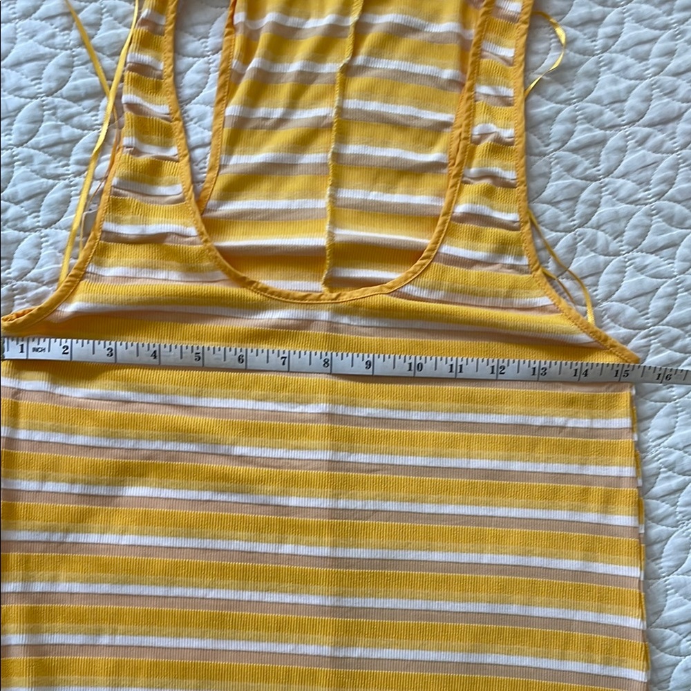 Yellow and White Striped Tank Top